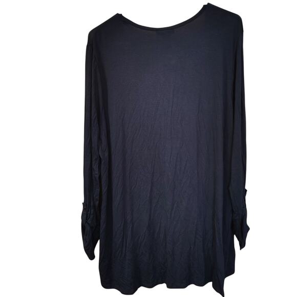 Navy Blue Shirt Size XXL Women's Lace Front Long Sleeves Boho Romantic Winter - Picture 2 of 5